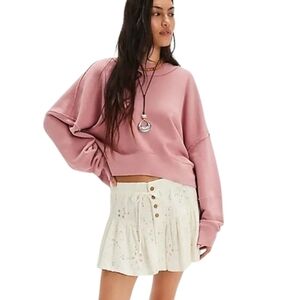 Free People We The Free Hi Lo Cropped Pullover Blossom Mauve Cozy Medium NWOT